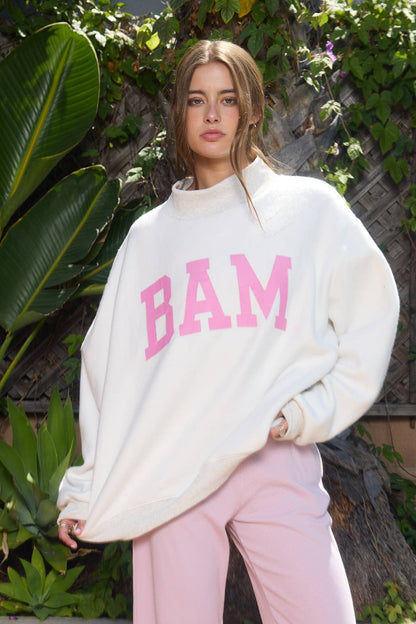 Reversible "MAHJ"&"BAM" MockNeck Sweatshirt