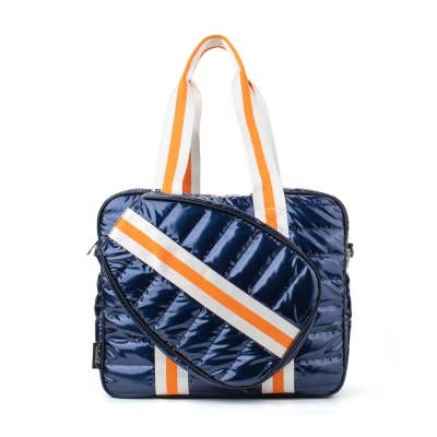 Puffer Pickle Ball Tote Navy with Orange Stripe