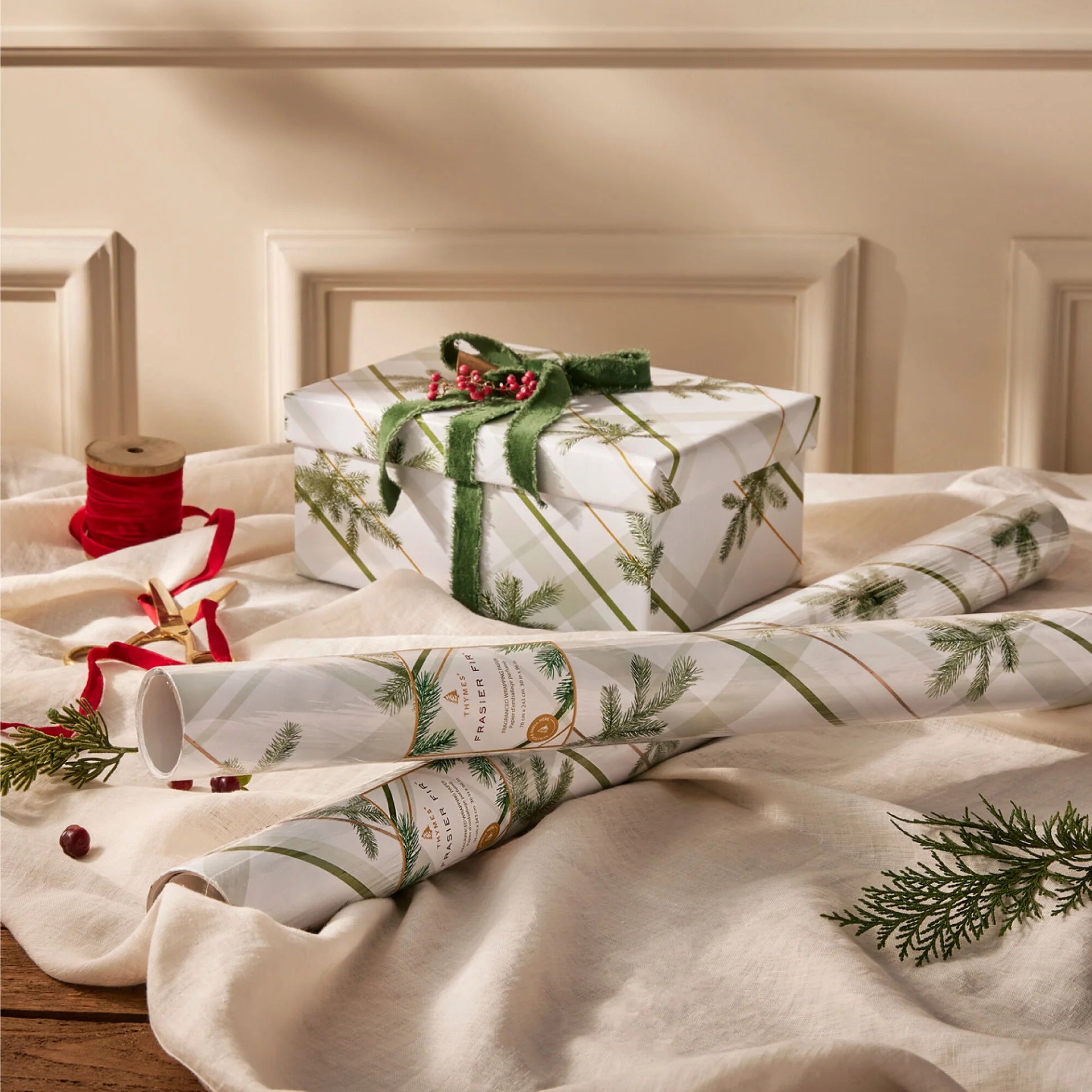 Frasier Fir Frosted Plaid Fragranced Wrapping Paper