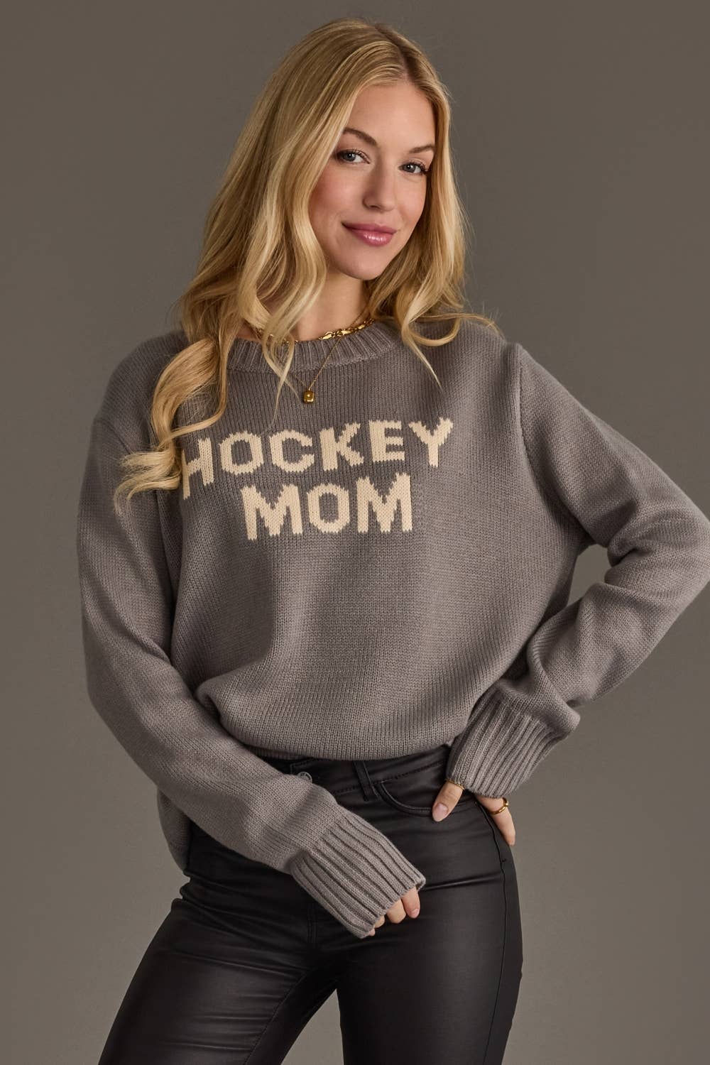 Gray Hockey Mom Sweater
