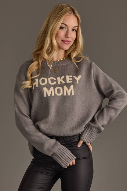 Gray Hockey Mom Sweater