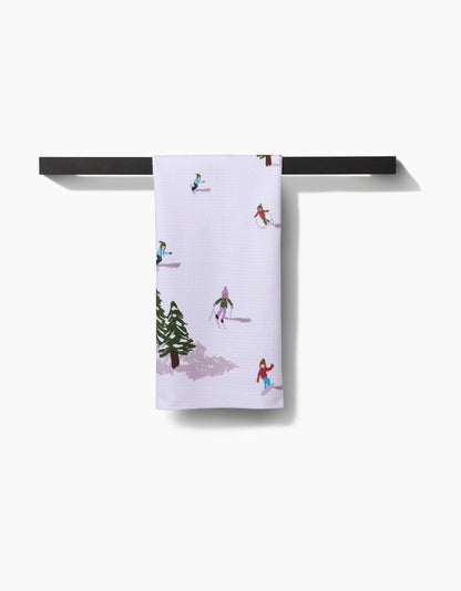 Winter Skiing Trip Tea Towel