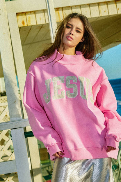 JESUS CAMO | Camo Embroidered Mockneck Sweatshirt