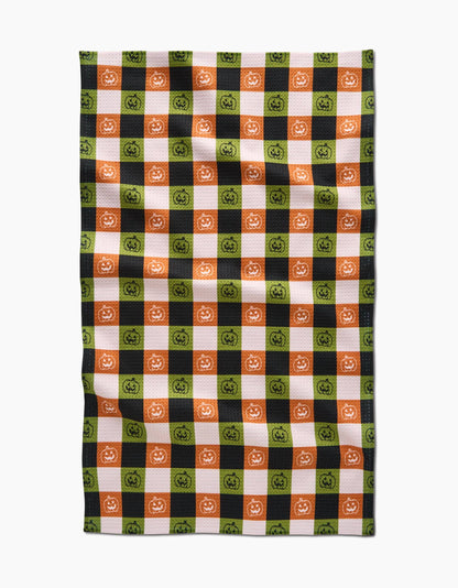 Jack-o-Lantern Checker Tea Towel