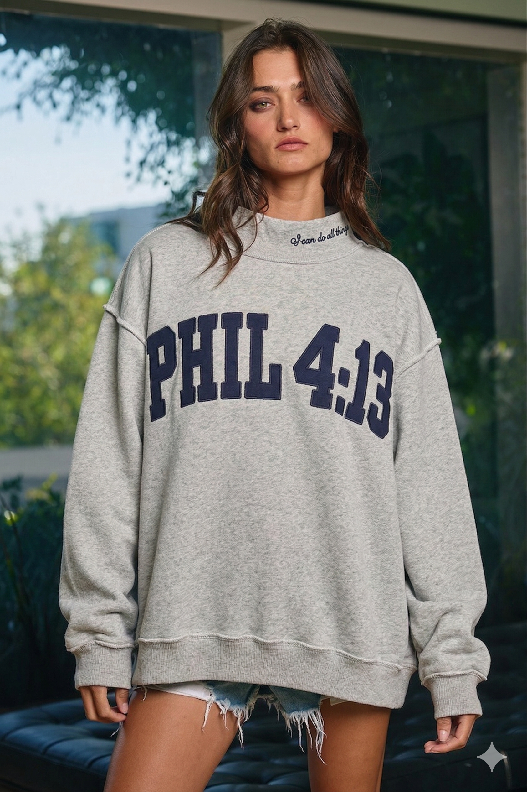 PHIL 4:13 Mock-Neck Sweatshirt