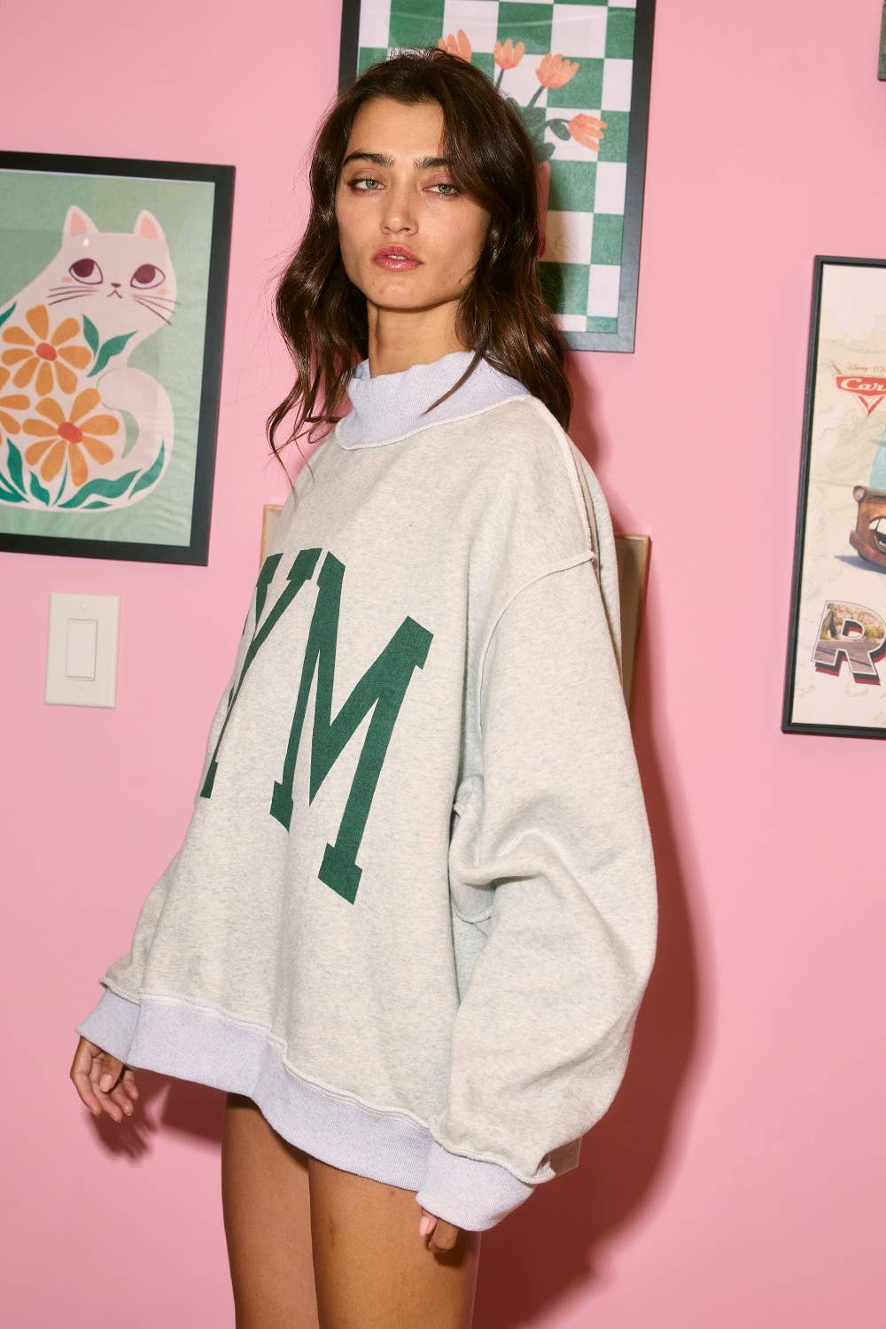 Gym/Bed Graphic Reversible Mockneck Sweatshirt