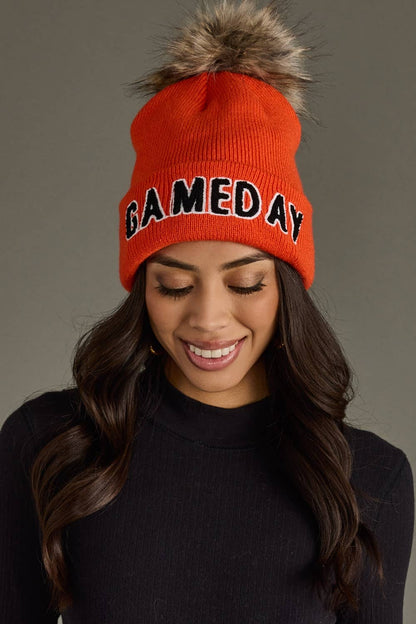 Orange & Black Game Day Pom Hat