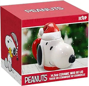 Peanuts Snoopy Santa Molded Mug with Lid (14.5 oz.)