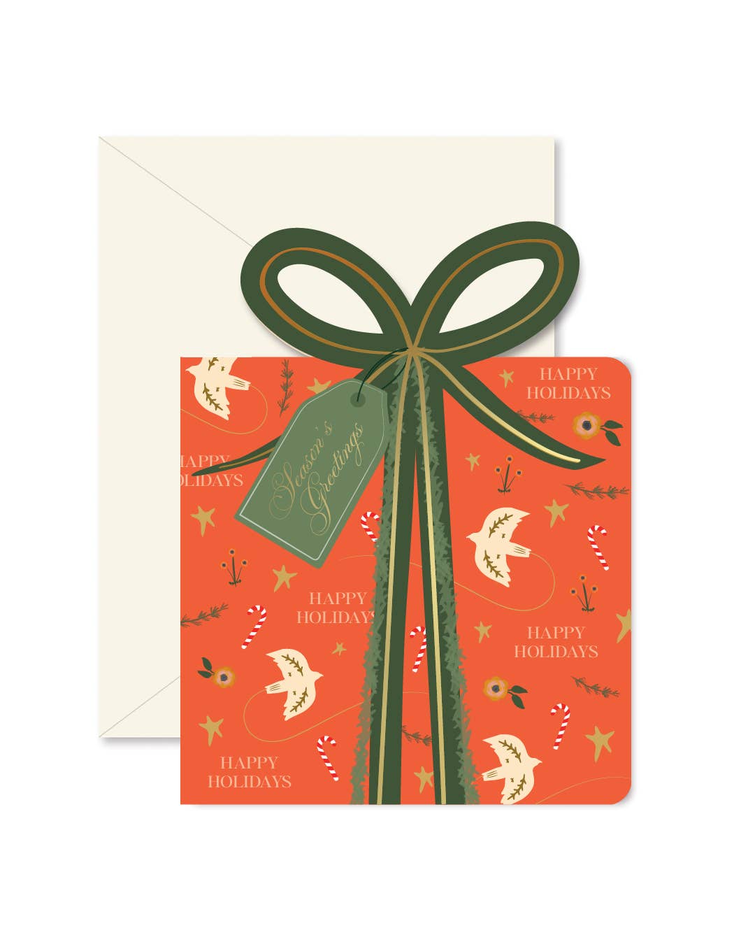Holiday Red Gift die-cut Greeting Card