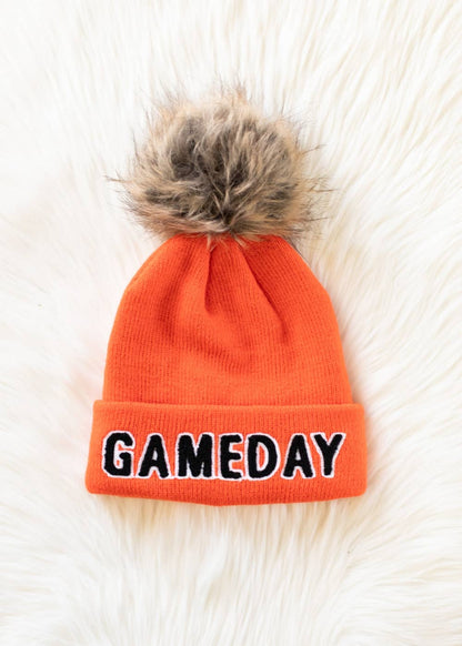 Orange & Black Game Day Pom Hat
