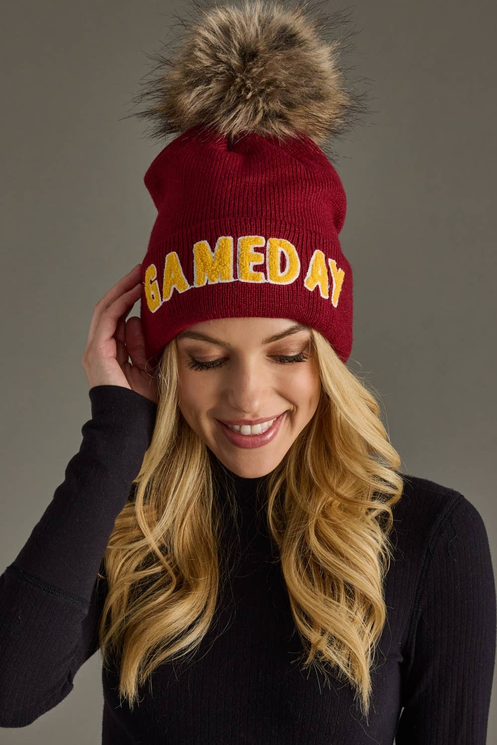 Crimson & Gold Game Day Pom Hat