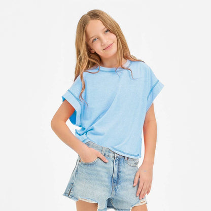 Overlap Open Back Reverse Stitched Top Youth