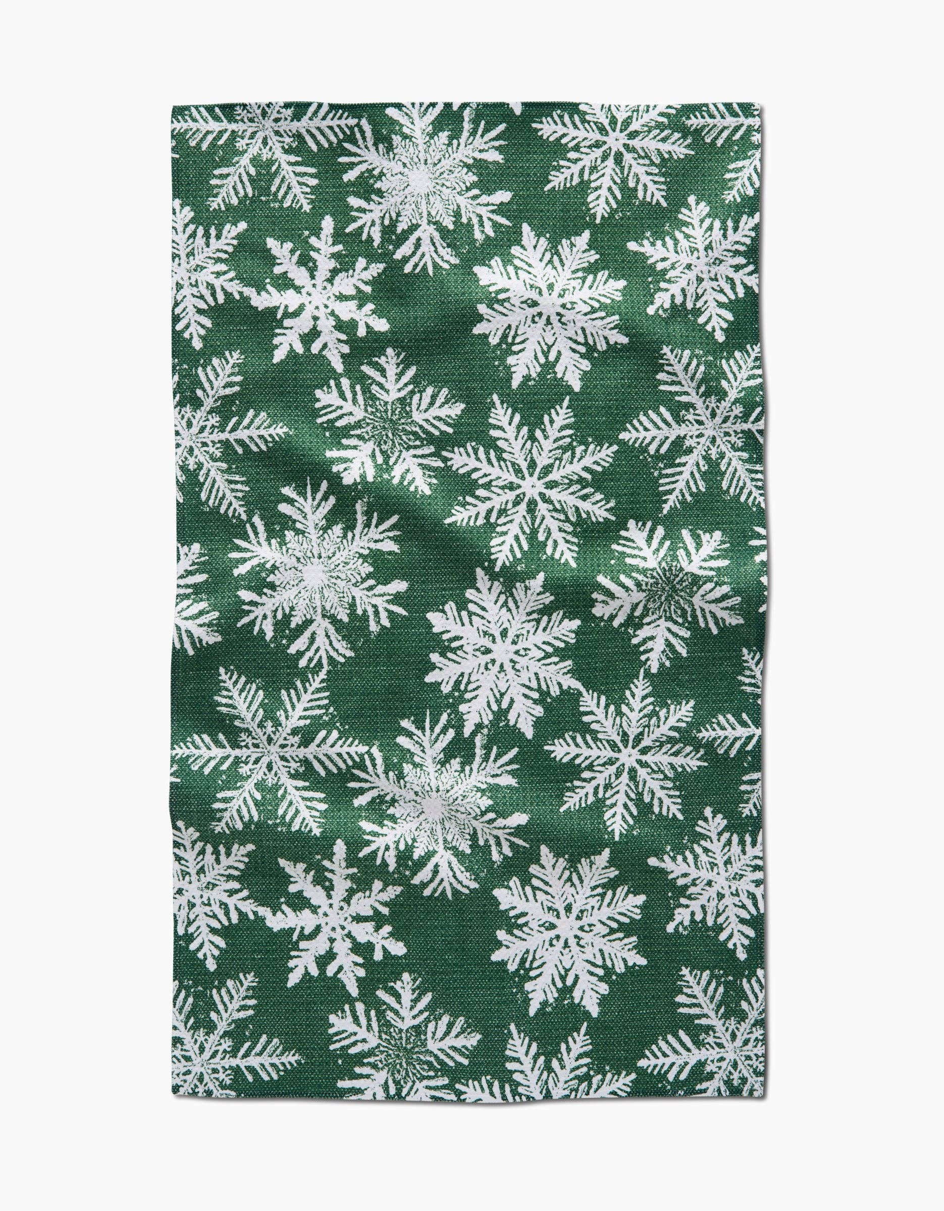 Snowy Days Green Tea Towel