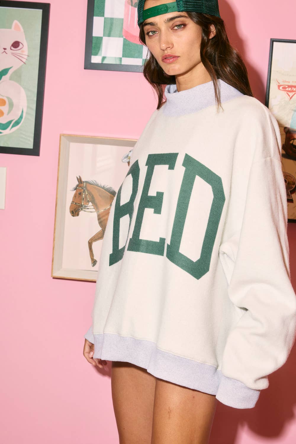 GYM 'GYM & BED' Print Reversible Mockneck Sweatshirt