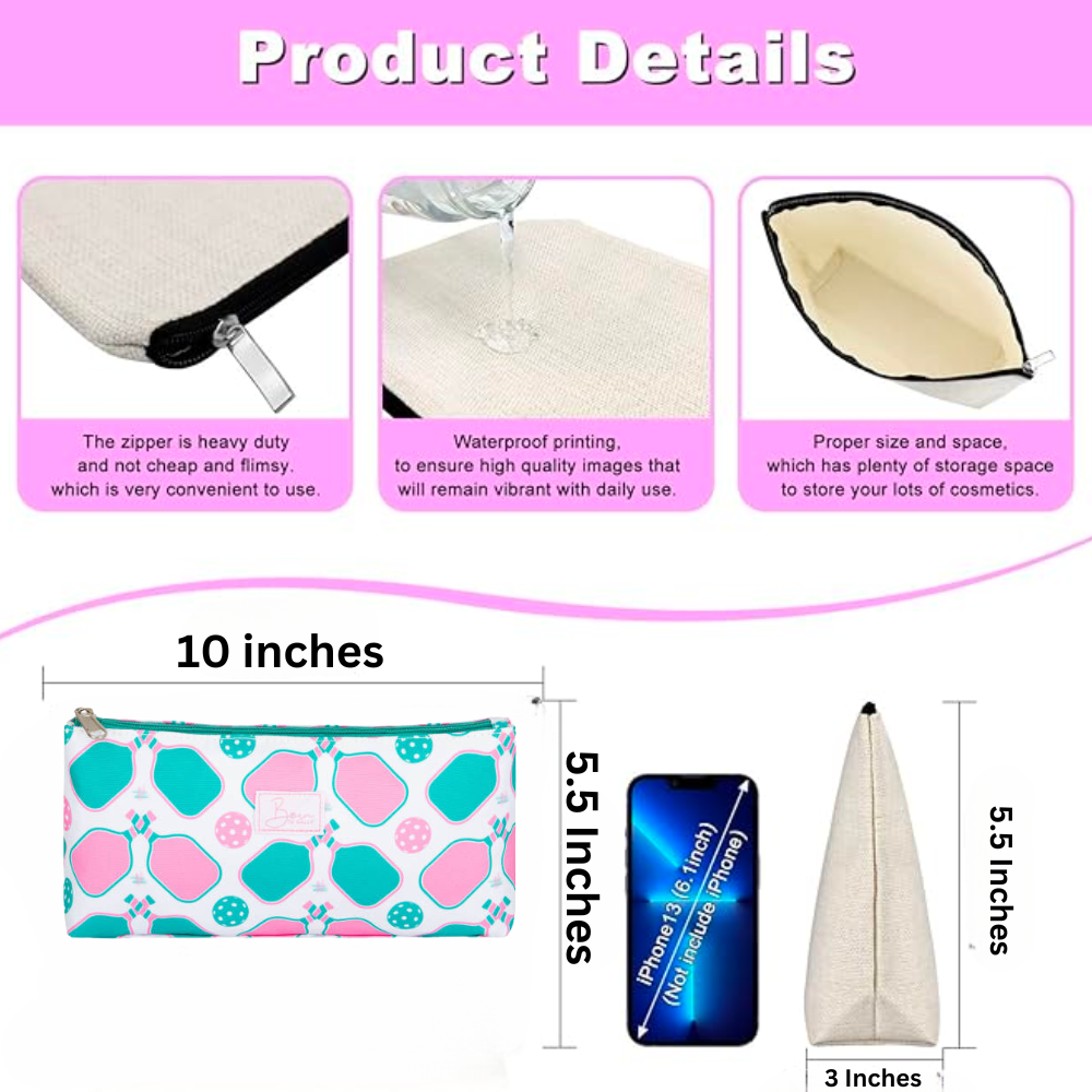 Pink Pickleball Cosmetic Bag