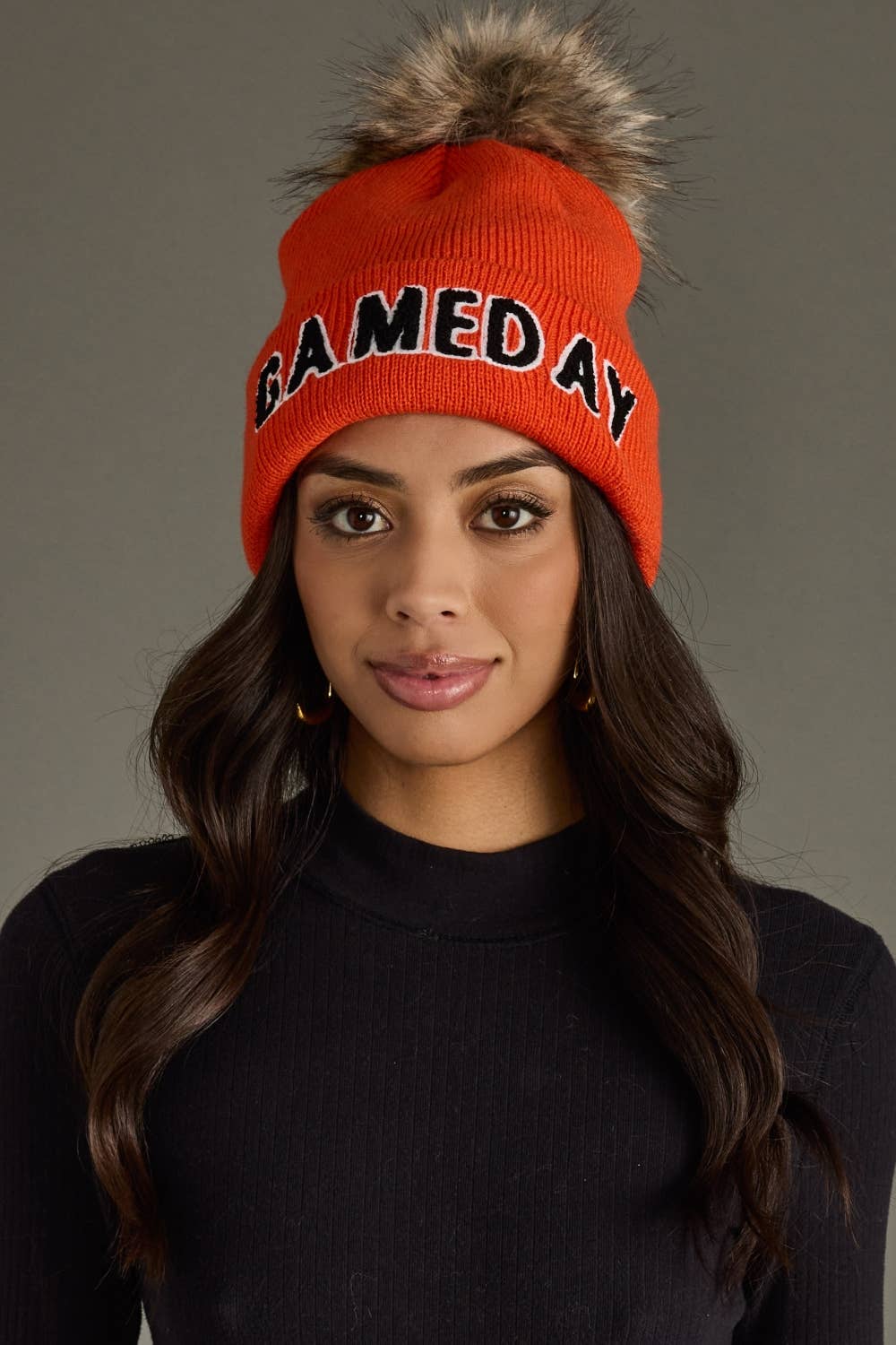 Orange & Black Game Day Pom Hat