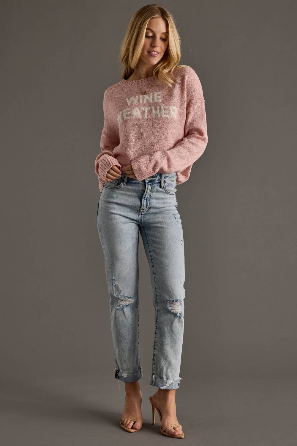 Lt. Pink Wine Weather Lightweight Sweater