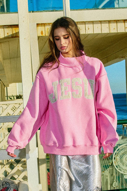 JESUS CAMO | Camo Embroidered Mockneck Sweatshirt