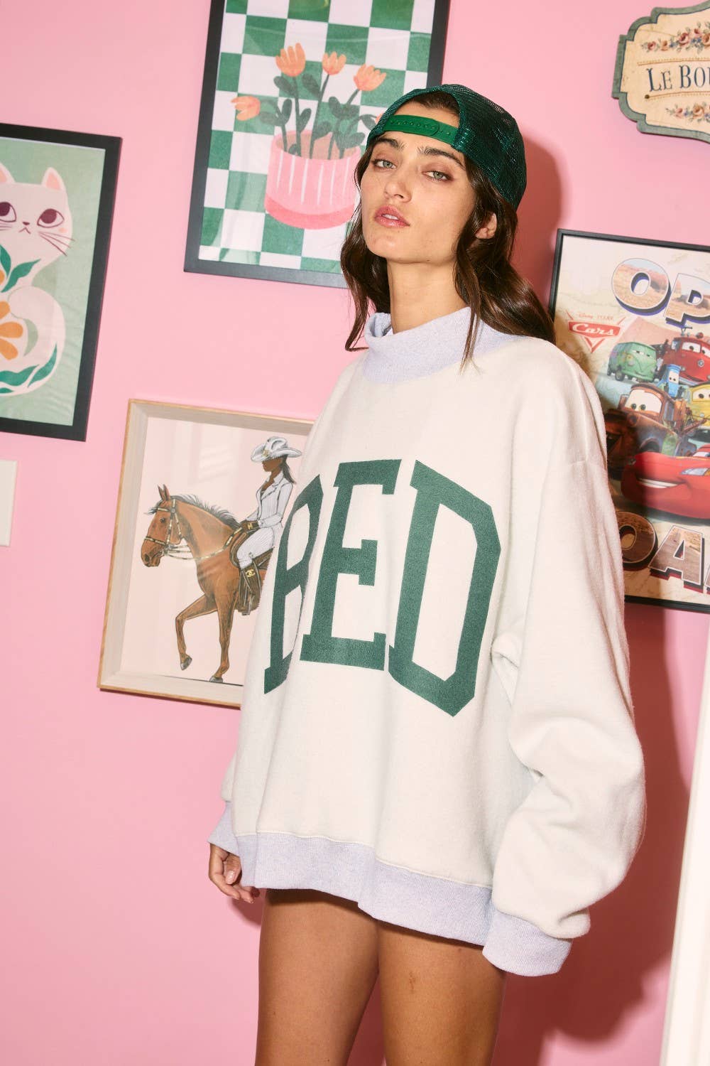 Gym/Bed Graphic Reversible Mockneck Sweatshirt