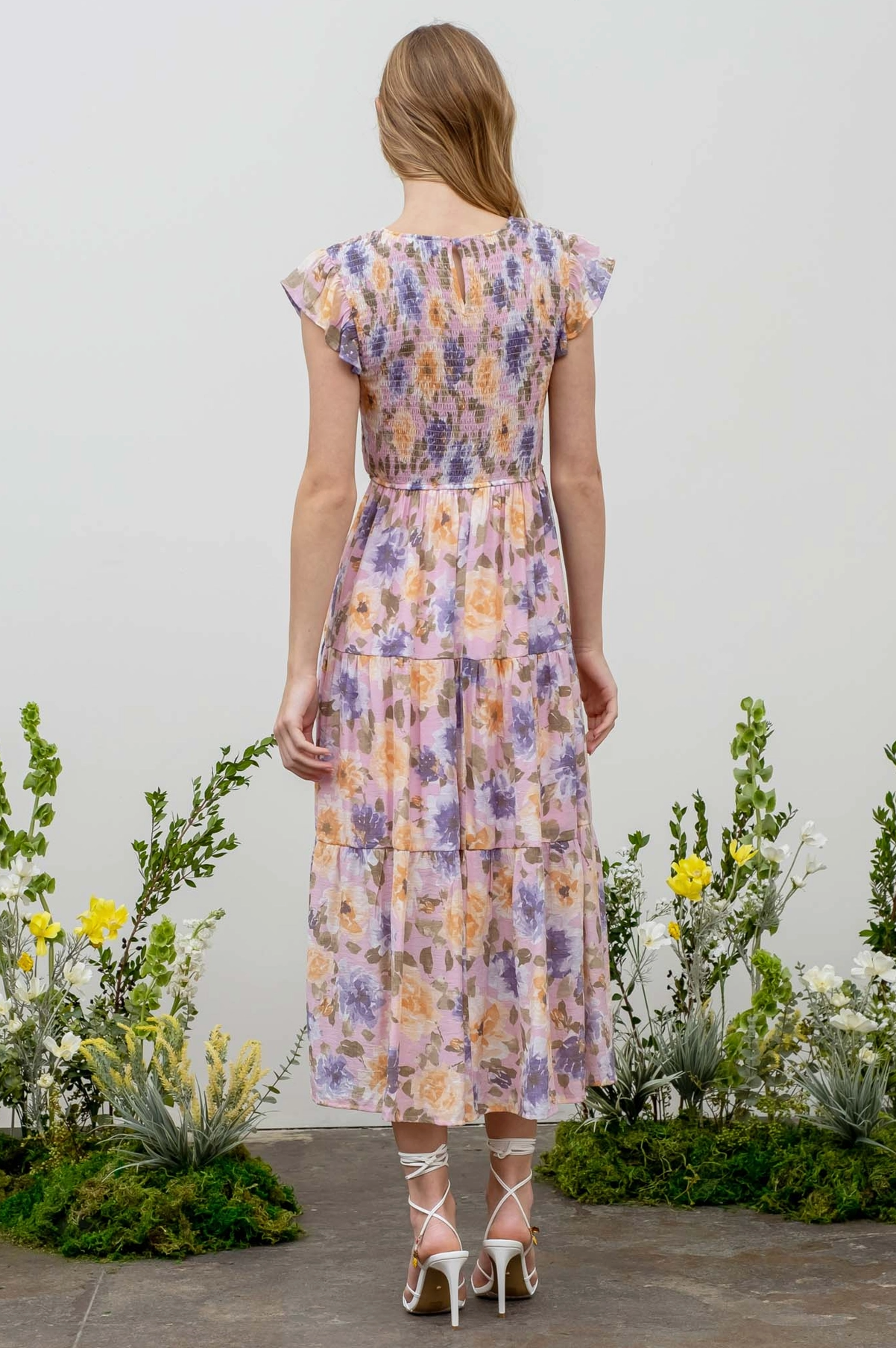 Floral Smocked Tiered Midi Dress