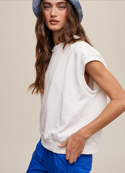 Short Sleeve Boxy Crew Neck Sweat Top