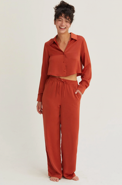 Relaxed Drawstring Waist Pants
