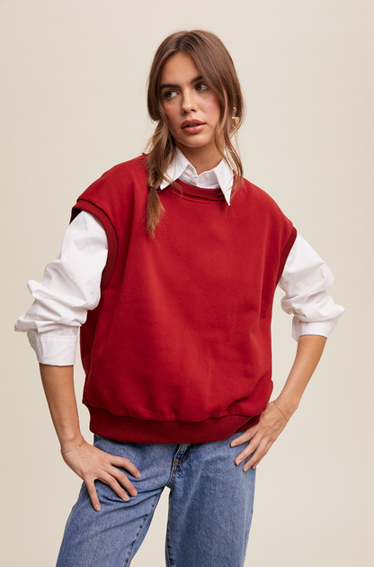 Short Sleeve Boxy Crew Neck Sweat Top