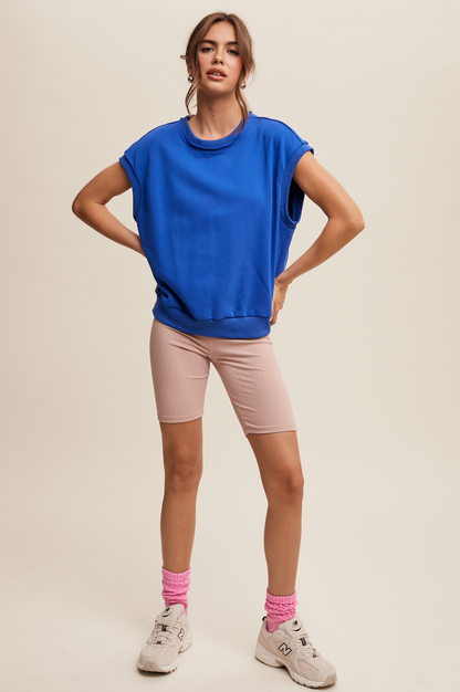 Short Sleeve Boxy Crew Neck Sweat Top