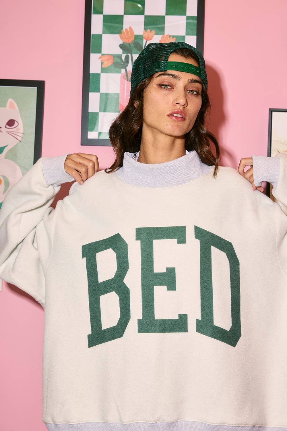 Gym/Bed Graphic Reversible Mockneck Sweatshirt