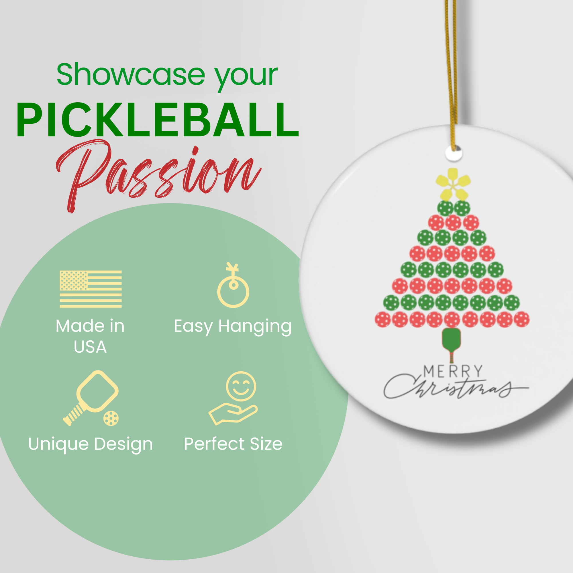 Pickleball Tree Ornament