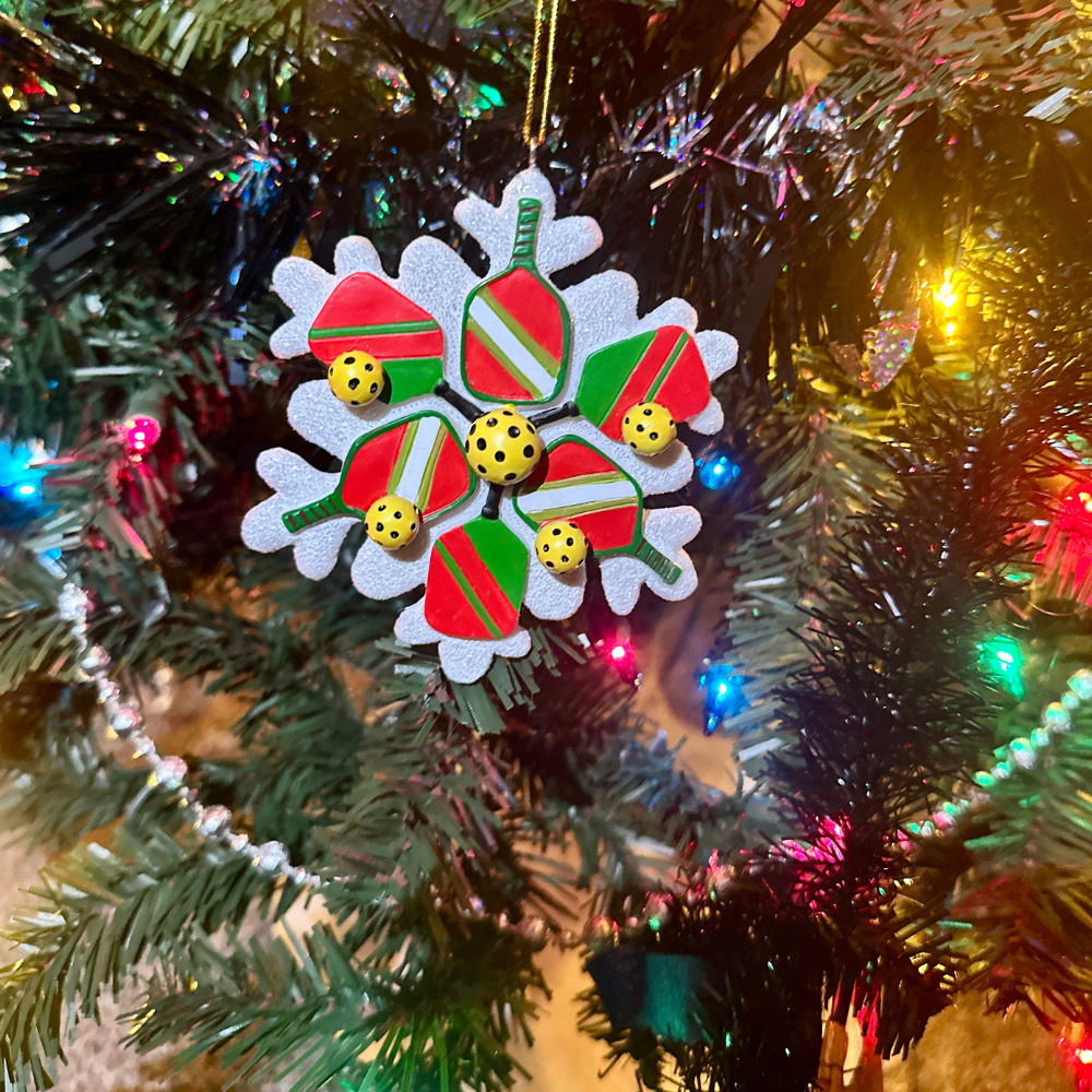 Pickleball Snowflake Christmas Ornament