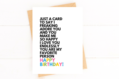 I Love You So Much You're My Favorite Person Birthday Card