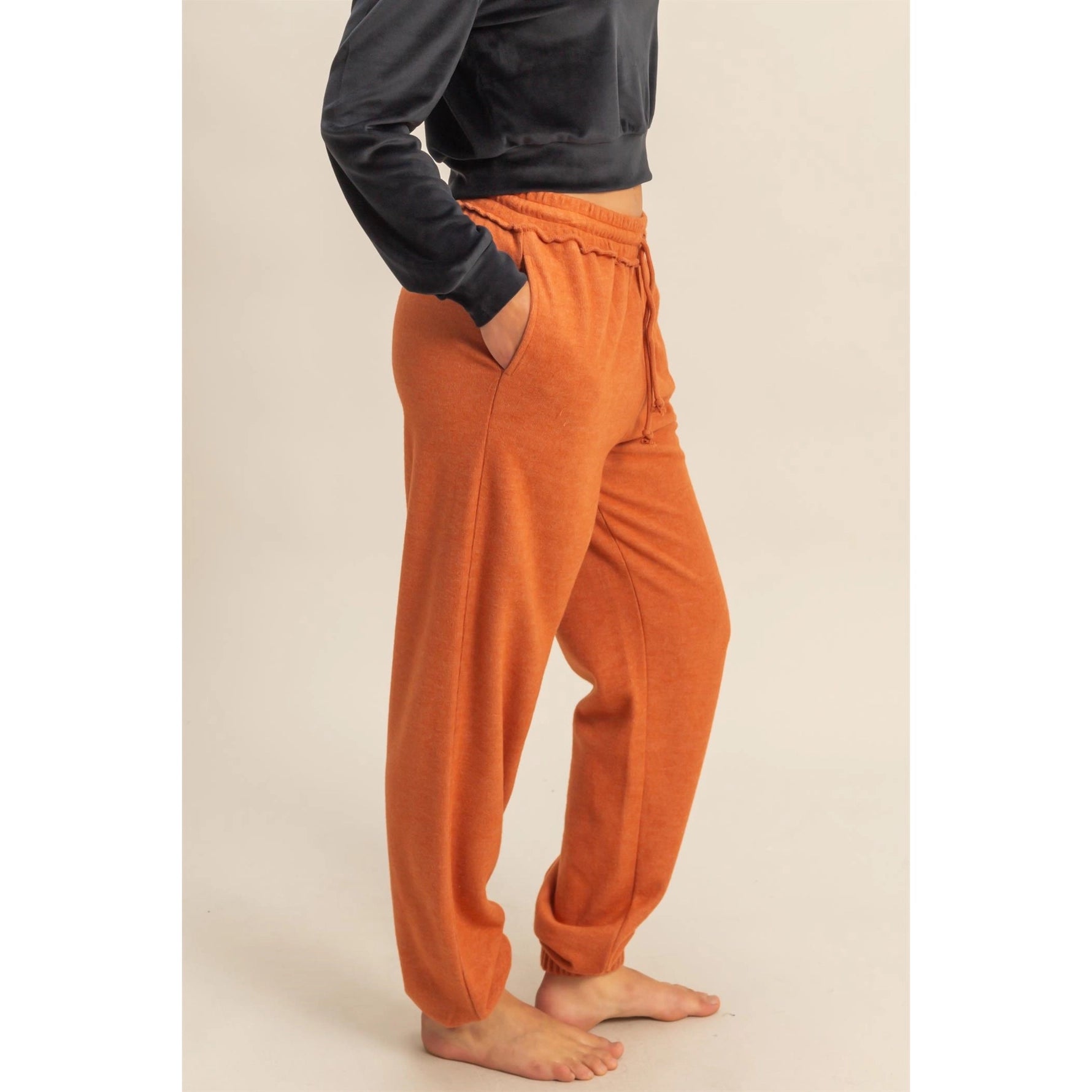 Reverse Seam High-Waisted Jogger Pants