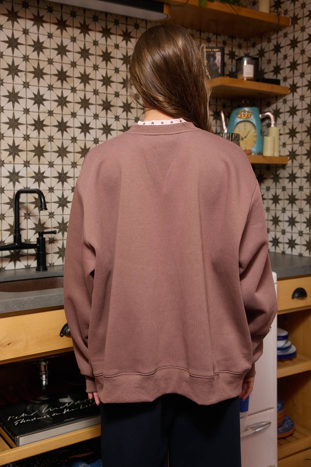 'JESUS' Heart Applique Varsity Sweatshirt
