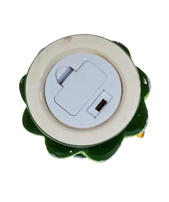 5.5"B/O GREEN LED TREE W/WHITE GLITTER ORNAMENT