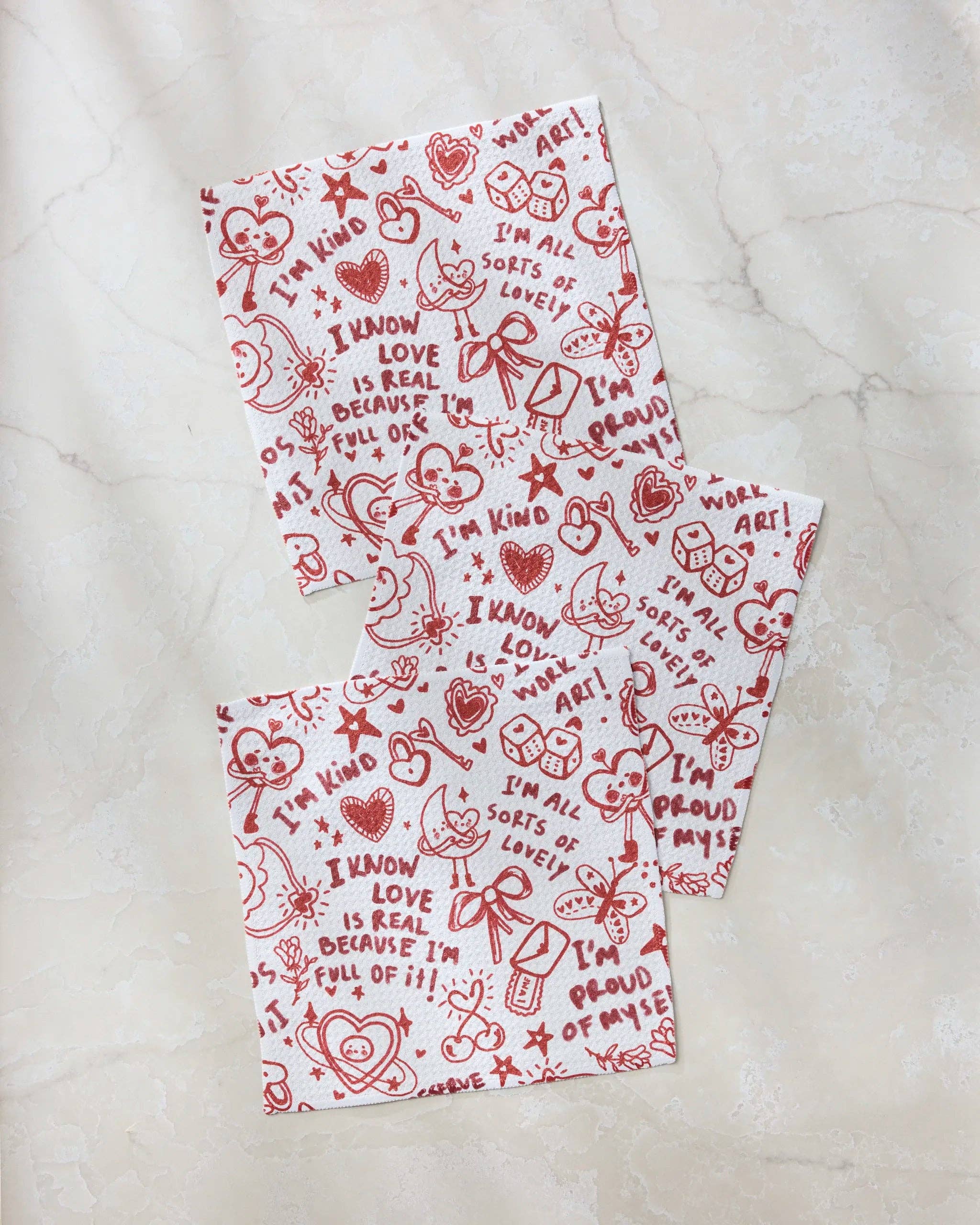 Valentine's Affirmations Dishcloth Set