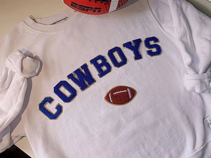 Small Iron on, chenille Football Patches