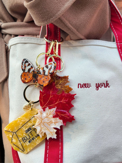 Hand-painted Maple Leaves Bag Charm + Keychain
