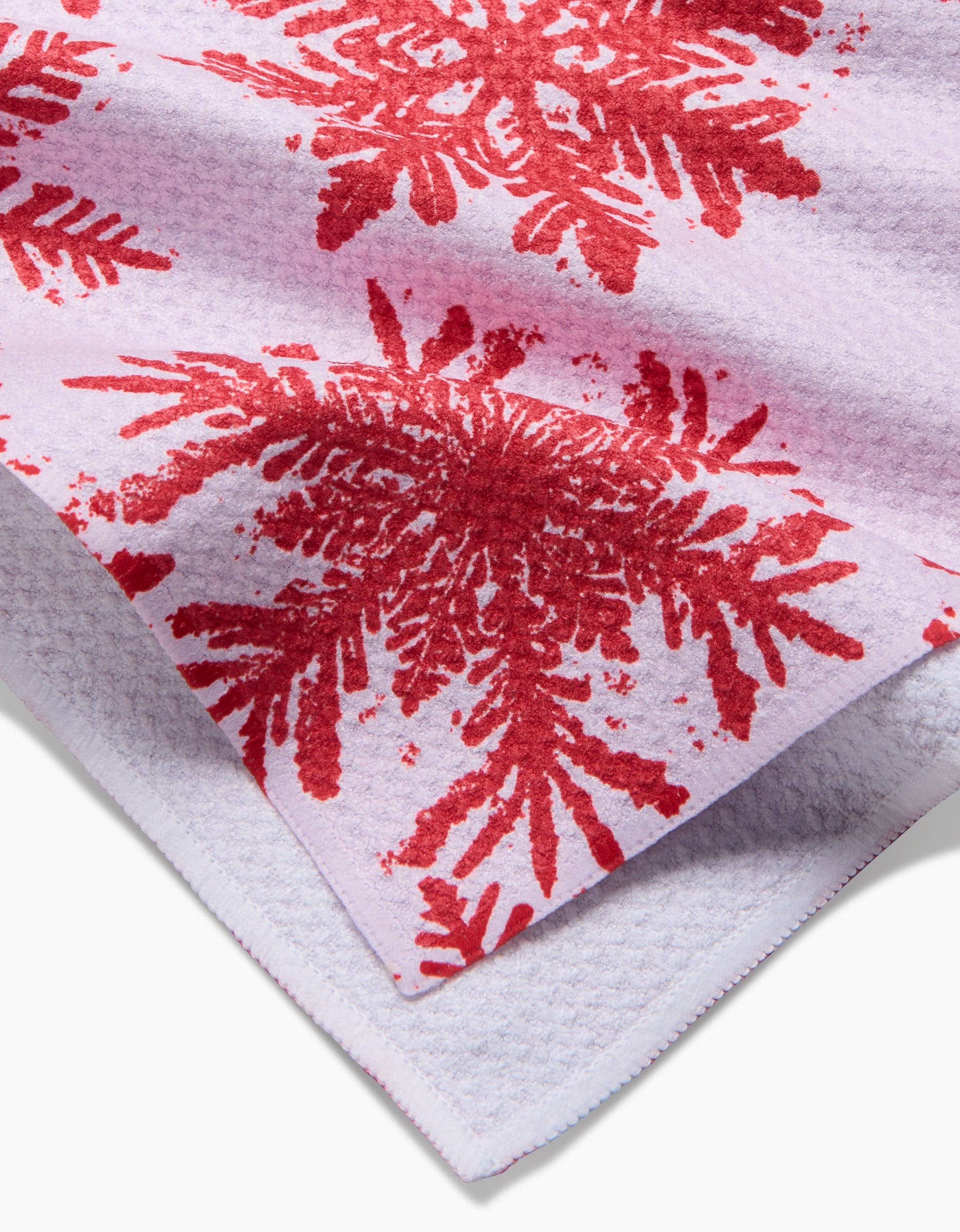 Snowy Days Red Tea Towel
