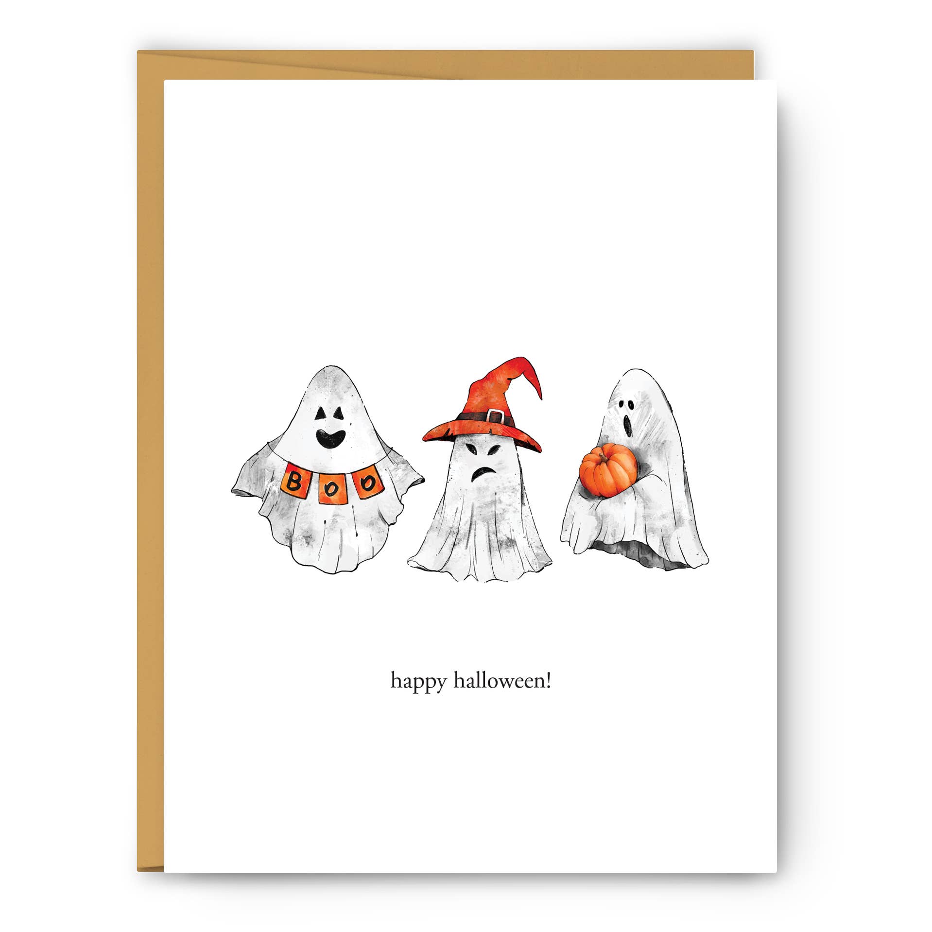 Three Ghosts Happy Halloween - Halloween Greeting Card