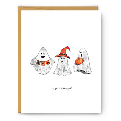 Three Ghosts Happy Halloween - Halloween Greeting Card
