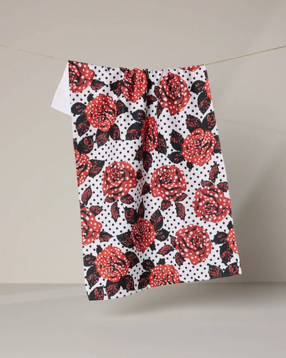 Polka Rose Tea Towel