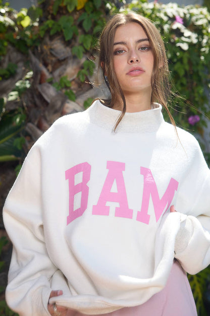Reversible "MAHJ"&"BAM" MockNeck Sweatshirt