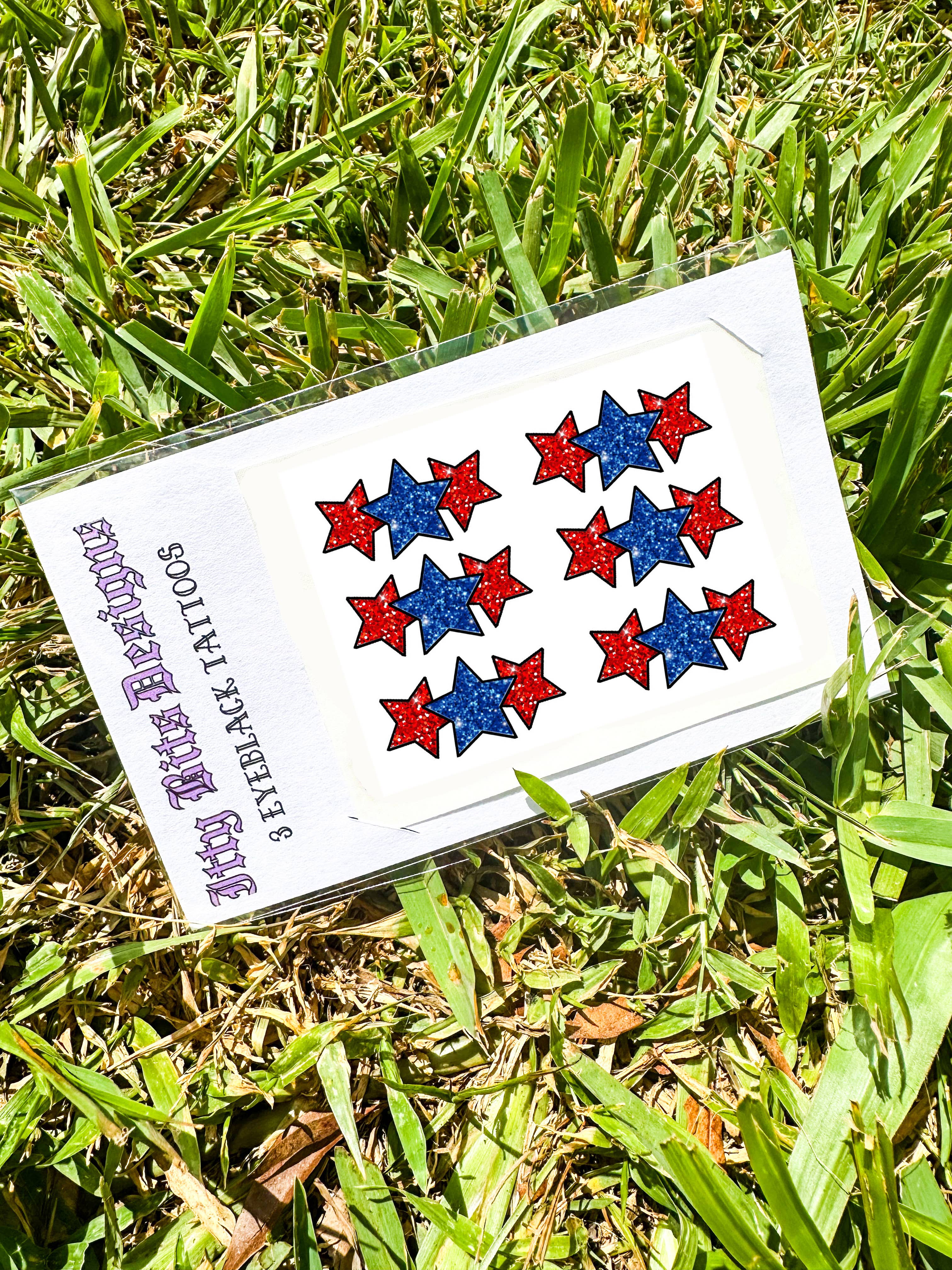 4th of July Stars Eye Black Temporary Tattoos