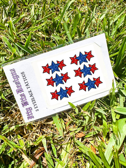 4th of July Stars Eye Black Temporary Tattoos