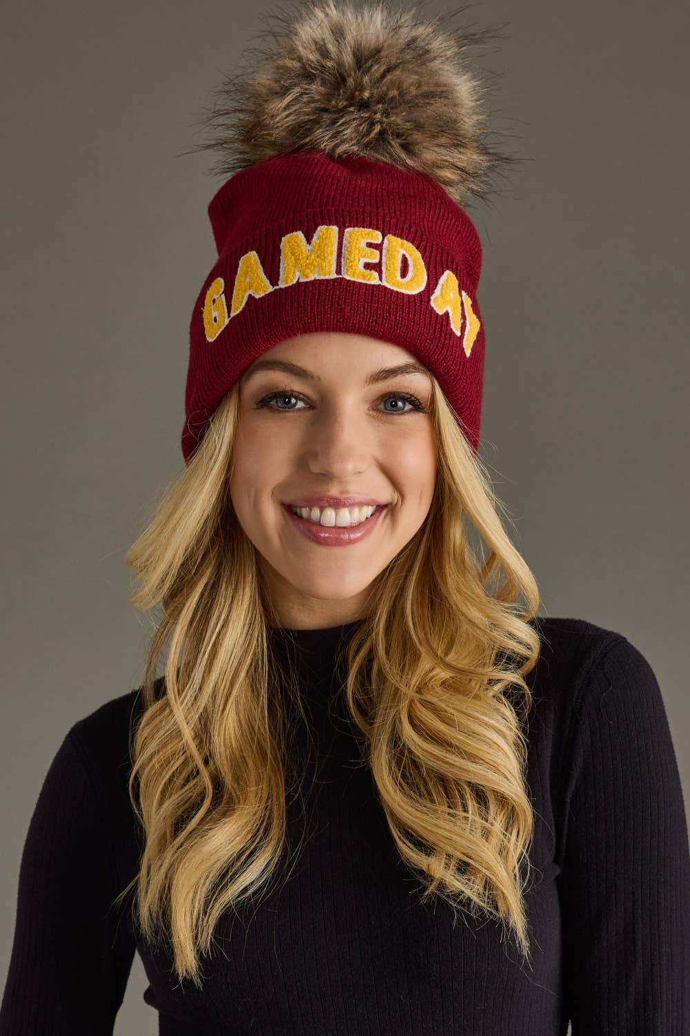 Crimson & Gold Game Day Pom Hat