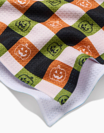 Jack-o-Lantern Checker Tea Towel