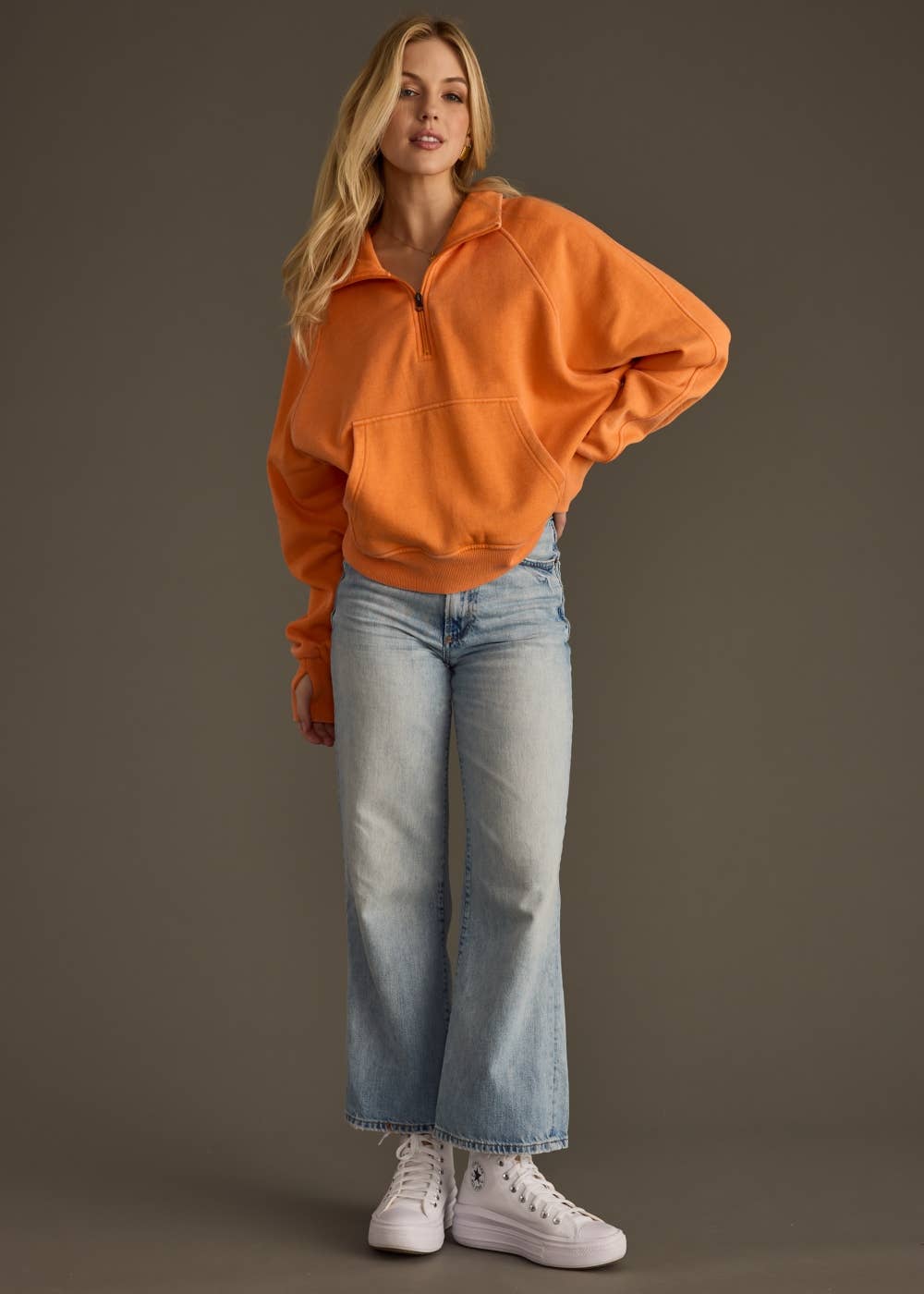 Orange Quarter Zip Sweatshirt