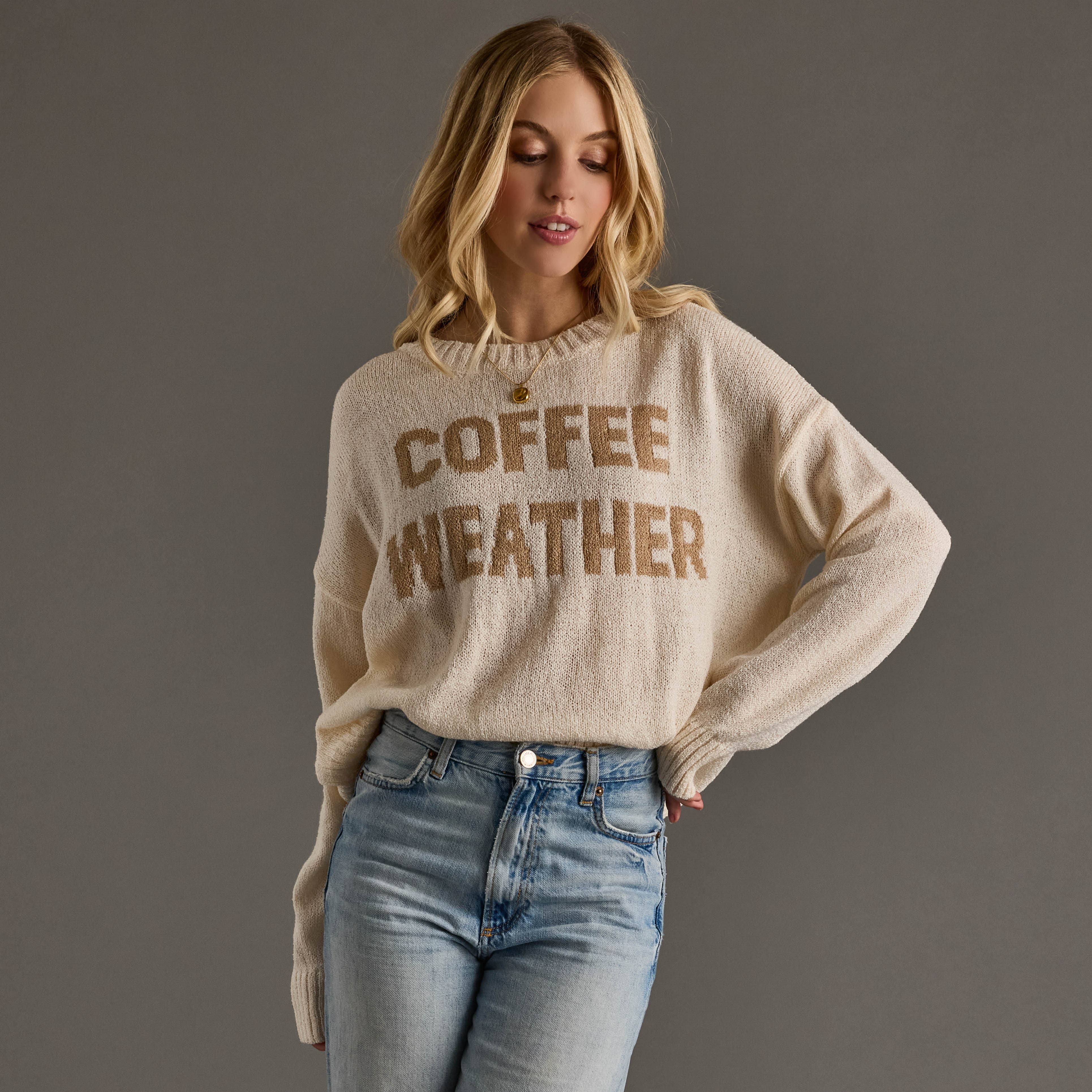 Ivory Coffee Weather Lightweight Sweater