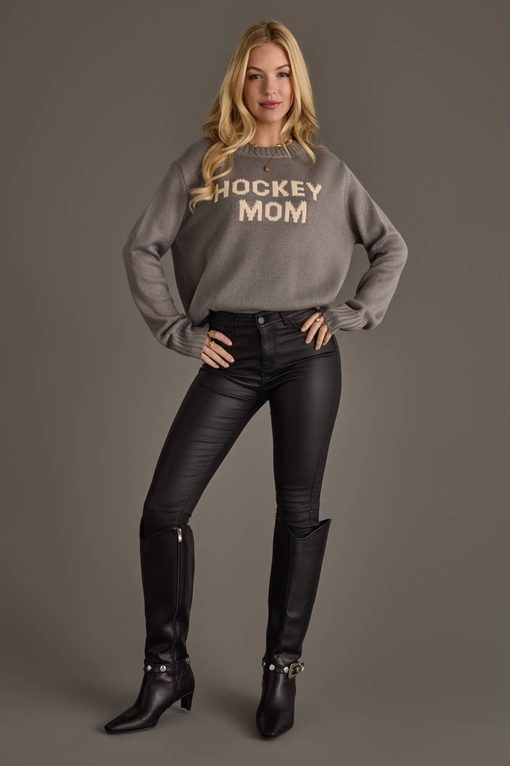 Gray Hockey Mom Sweater